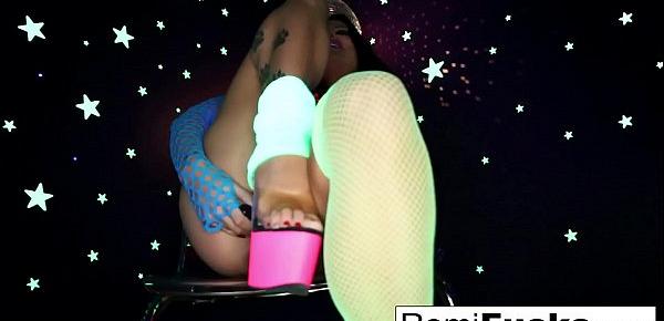  Romi plays with a disco ball before stuffing toying her pussy